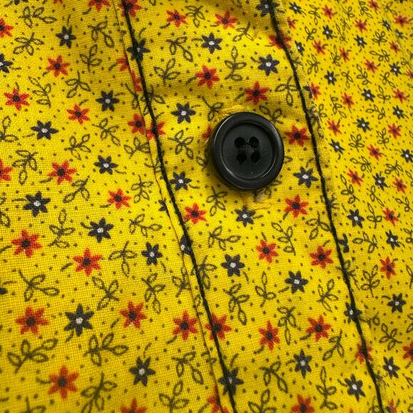 Vintage‎ 70s yellow twill floral print button up long sleeve top Size Small - Picture 13 of 16